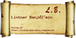 Lintner Benjámin névjegykártya