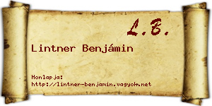 Lintner Benjámin névjegykártya